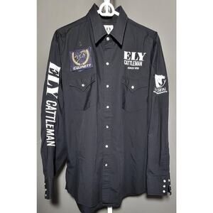 Fly Cattleman Long Sleeve Western Snap Rodeo Shirt Equestrian Wear Men Sz L